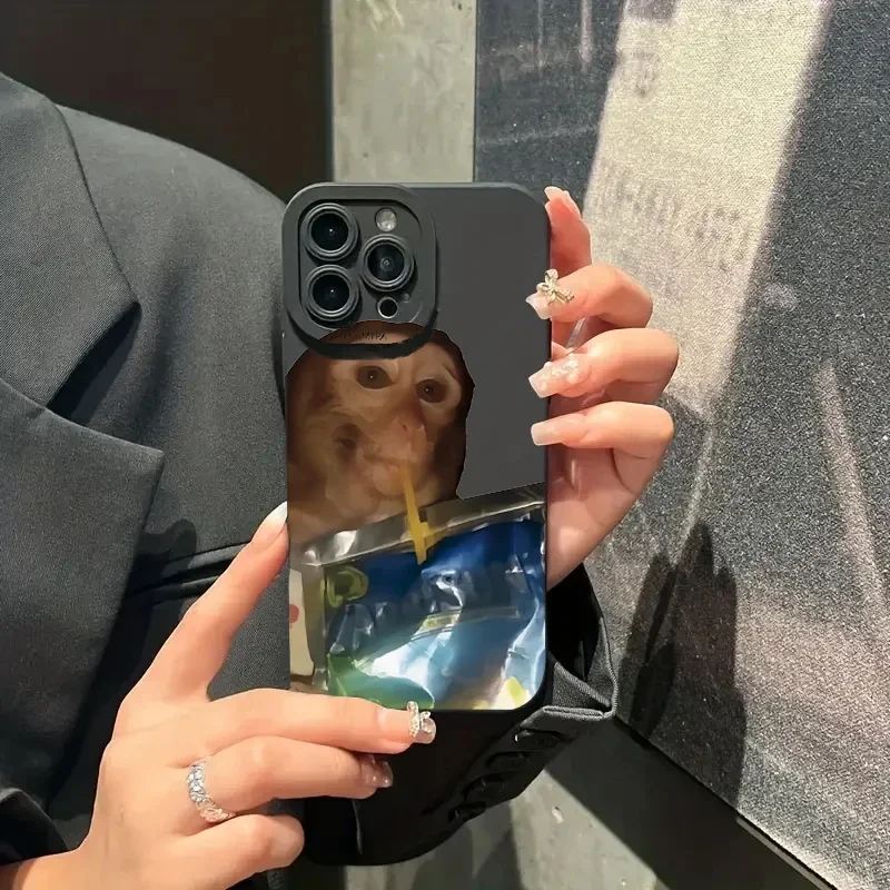 Shockproof Monkey Drinking Juice Printed Soft Silicone Case For iPhone 11 12 13 14 15 Pro Max XS X XR 7 8 Plus SE 2022 15 Cover image 3