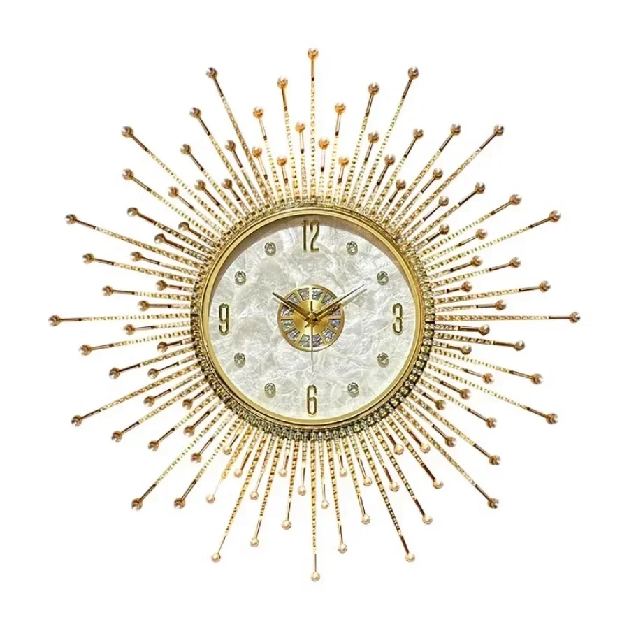 Luxury Living Room Wall Clock Decoration Art Elegant Home Wall Clock Pieces Quartz Gold White Glass Kitchen Room Decor