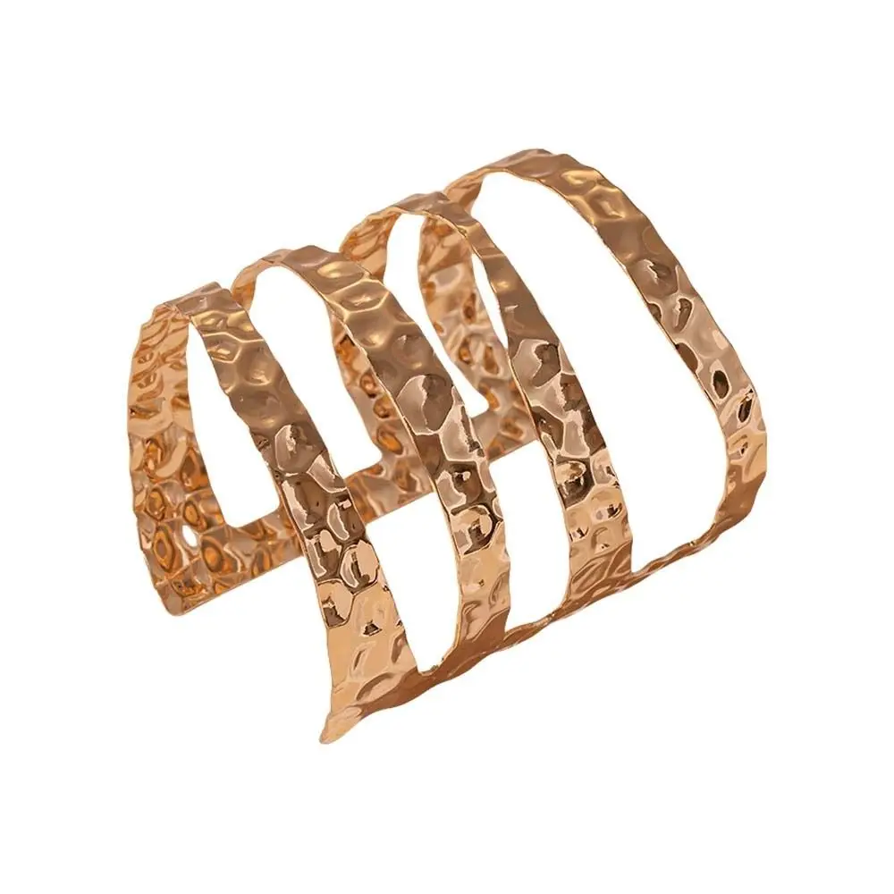 سبيكة معدنية أساور للذراع الهندسة موجة خط مبالغ فيه واسعة مفتوحة الذراع الكفة الذراع سلسلة المعصم ملحق النساء الكفة الإسورة الفتيات #4