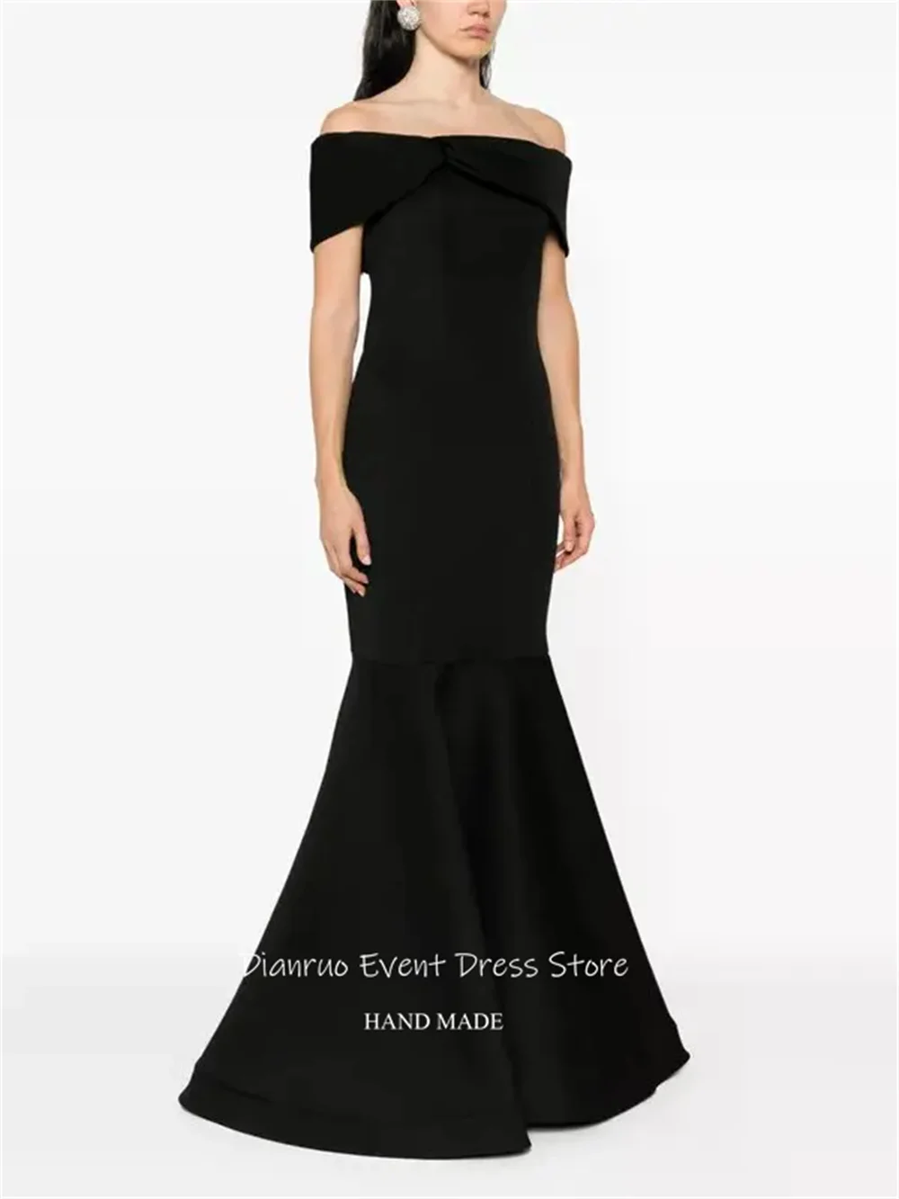 Dianruo-vestidos de noche de sirena, color rosa intenso, plisados, Maxi, para ocasiones especiales, con hombros descubiertos, vestidos de celebridades personalizados