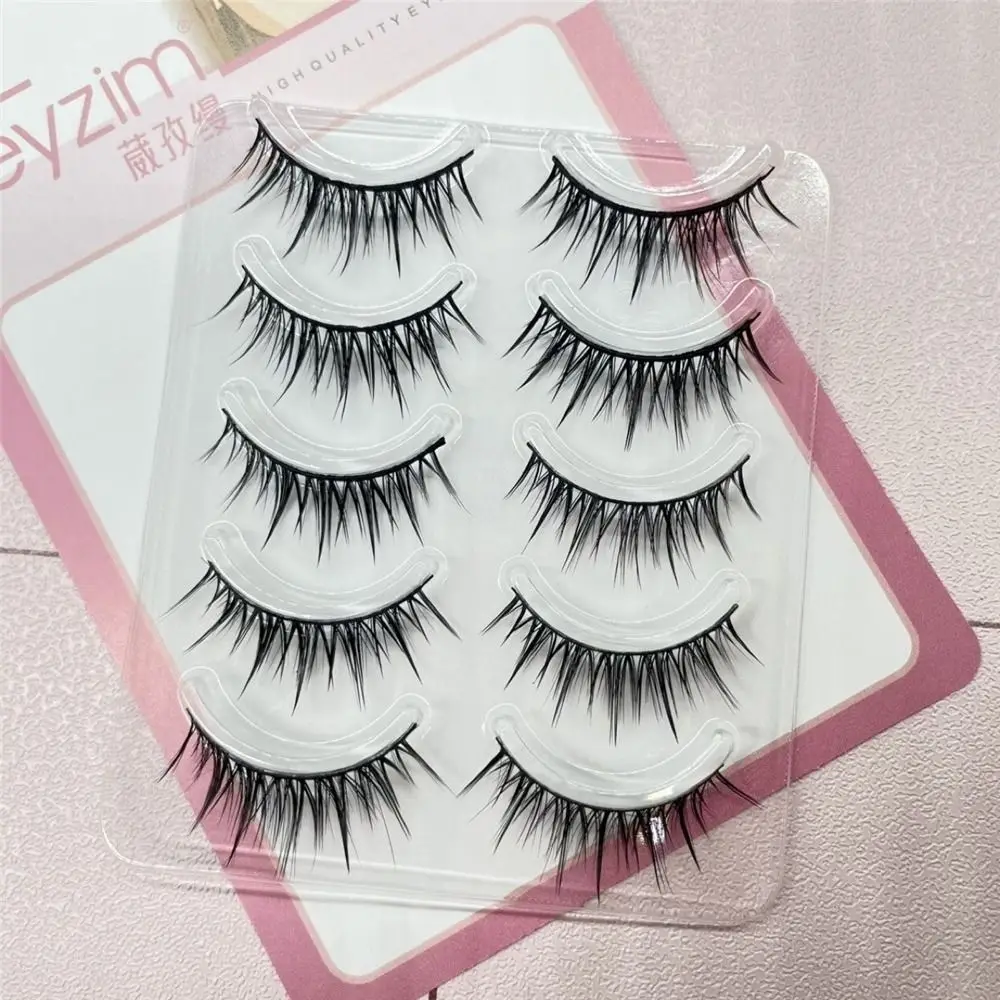5 Paar Packung japanische Cosplay-Wimpern, dramatische, dicke, nasse, stachelige Wimpern, künstliche Nerz-Manga-Anime-Wimpern für Frauen