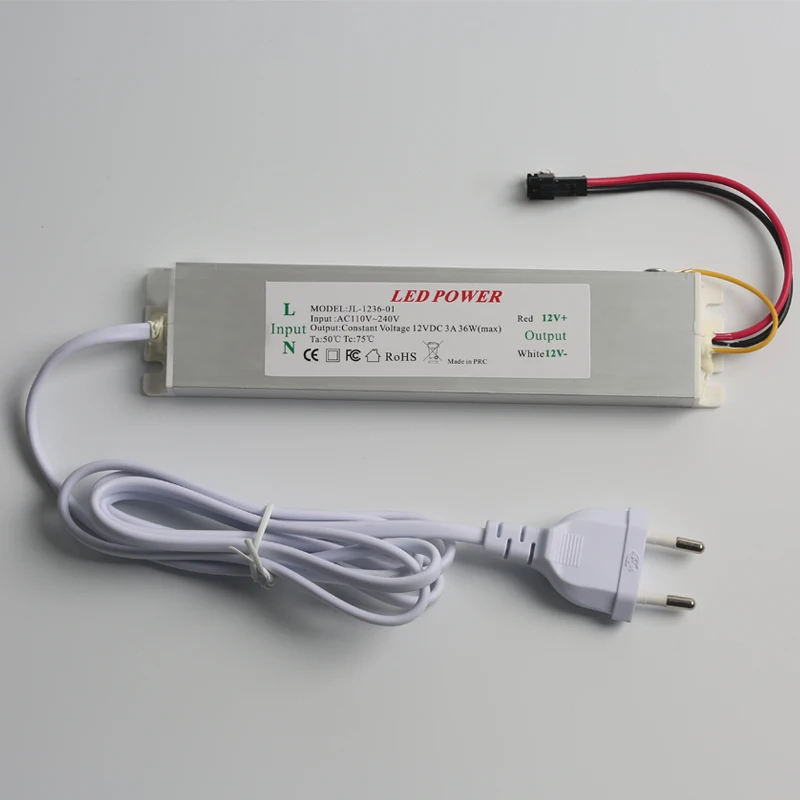 Ultra-thin Output DC12V 36W LED Driver Power Input 110V 240V Bathroom Mirror Cabinet Lighting Power Adapter