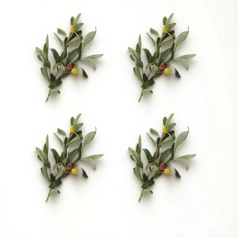 

4pcs Artificial Olive Branches With Fruit Plastic Plants For Home Decor Wedding Centerpiece Indoor Greenery Stems Fake Tree