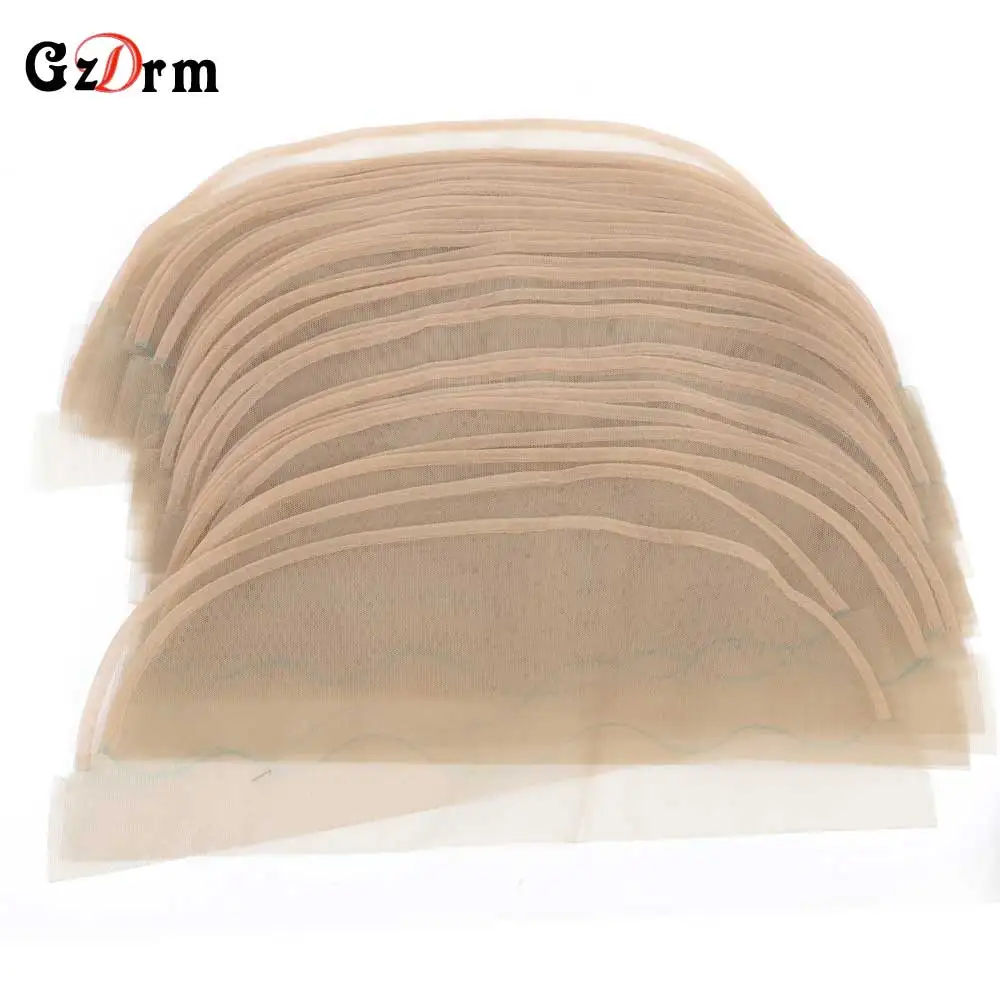 5PC szwajcarska koronka netto materiał koronka Frontal zamknięcie baza 13x 4 cali ciemnobrązowy kolor czepek na perukę do wyrobu zamknięcia czołowego