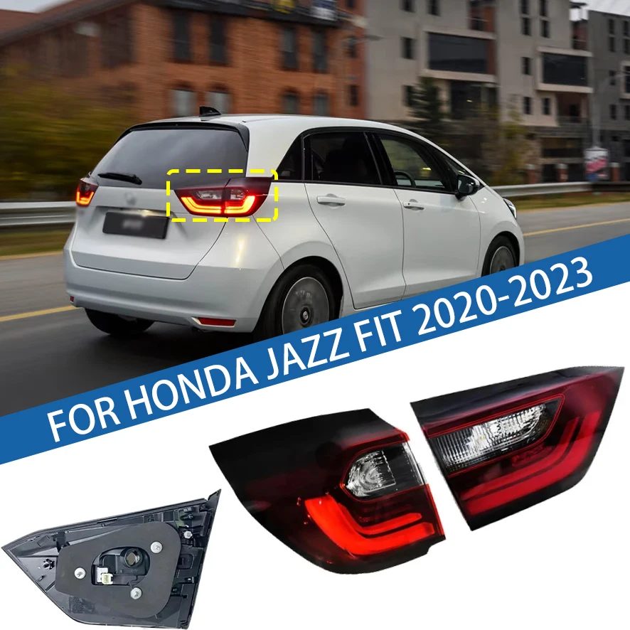

Для Honda Jazz Fit 2020 2021 2022 2023, автомобильный светодиодный задний фонарь, задний бампер, стоп-сигнал, указатель поворота, предупреждение