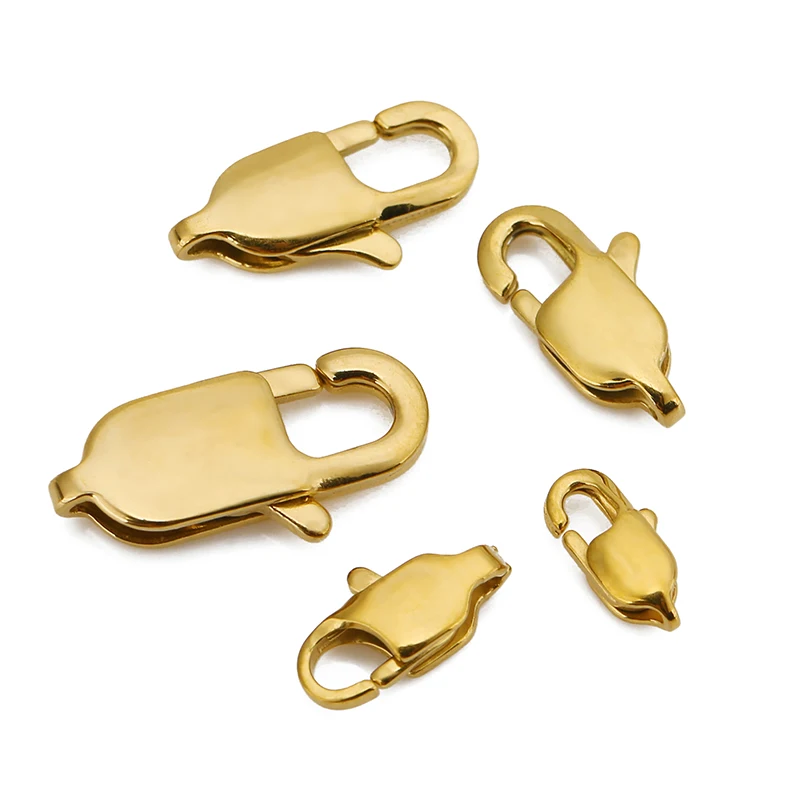 10pcs High End Quality Gold Stainless Steel Rectangle Lobster Clasps Hooks Connector for DIY Bracelet Necklace Jewelry Making