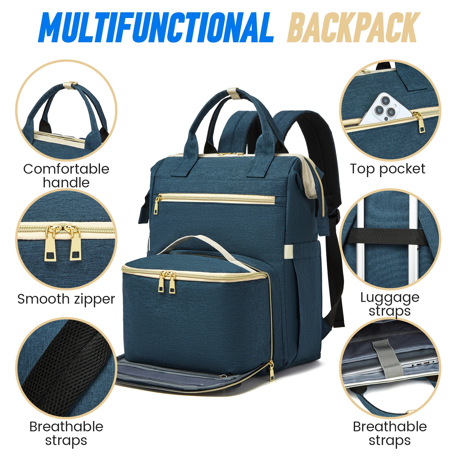 Work Backpack with Insulated Lunch Box, 15.6 Inch Laptop Backpack for Women ITHWIU Insulated Lunch Backpack – Fits 15.6 Inch Laptop, USB  main image 2