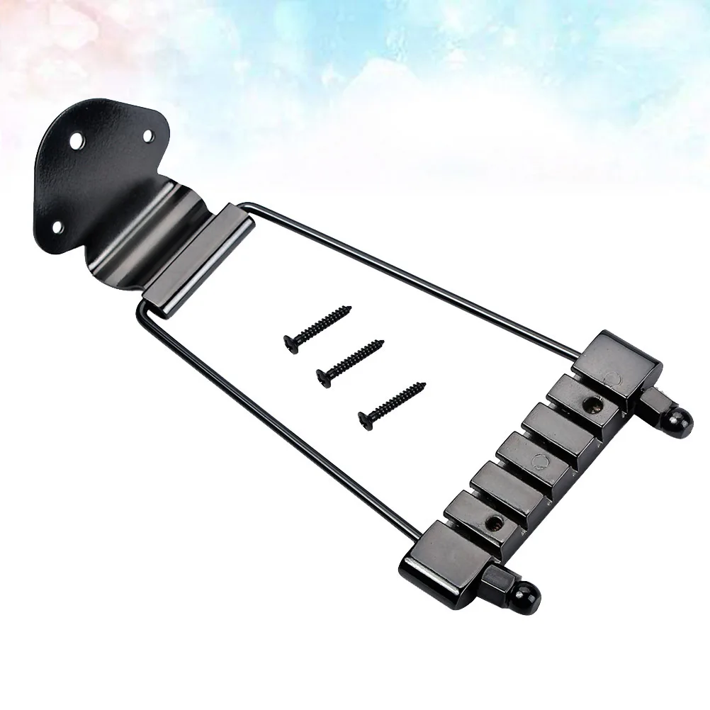 

6 String Guitar Tailpiece Metal Tailpiece Black for Jazz Guitar Long Service Life Replacement Bridge