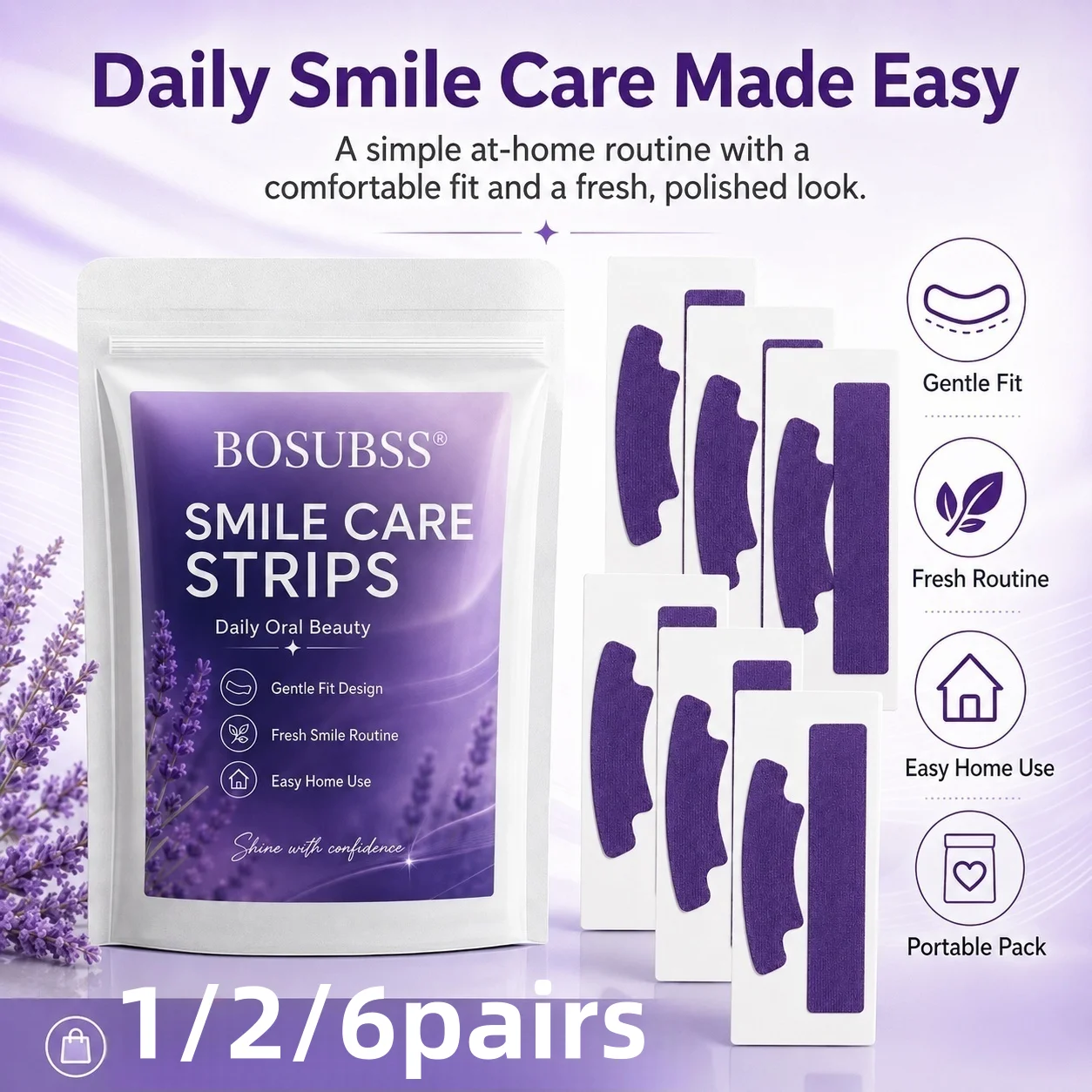 Teeth Whitening Routine - 1/2/6 paires de bandes blanchissantes pour