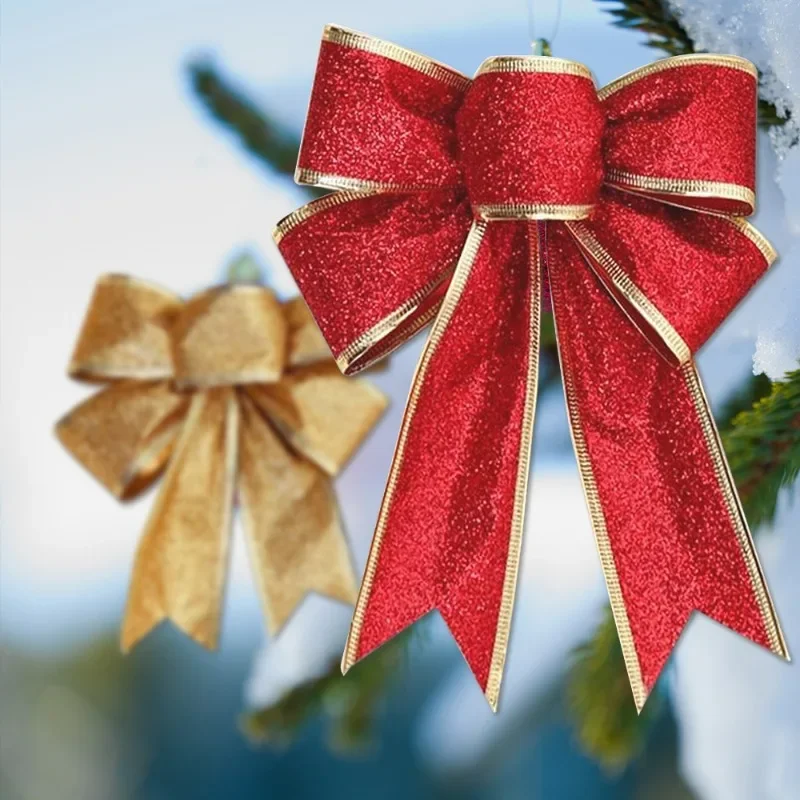 عيد الميلاد Bowknots كبيرة لطيف كبير التألق الأحمر الانحناء شجرة عيد الميلاد الديكور الحرفية لوازم شجرة الديكور القوس الحلي #2