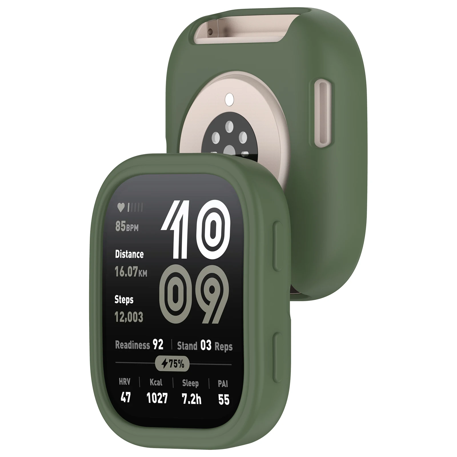 For Huami Amazfit Bip 6 (A2435) Watch Case Soft Silicone Hollow Watch Frame Cover - Dark Green
