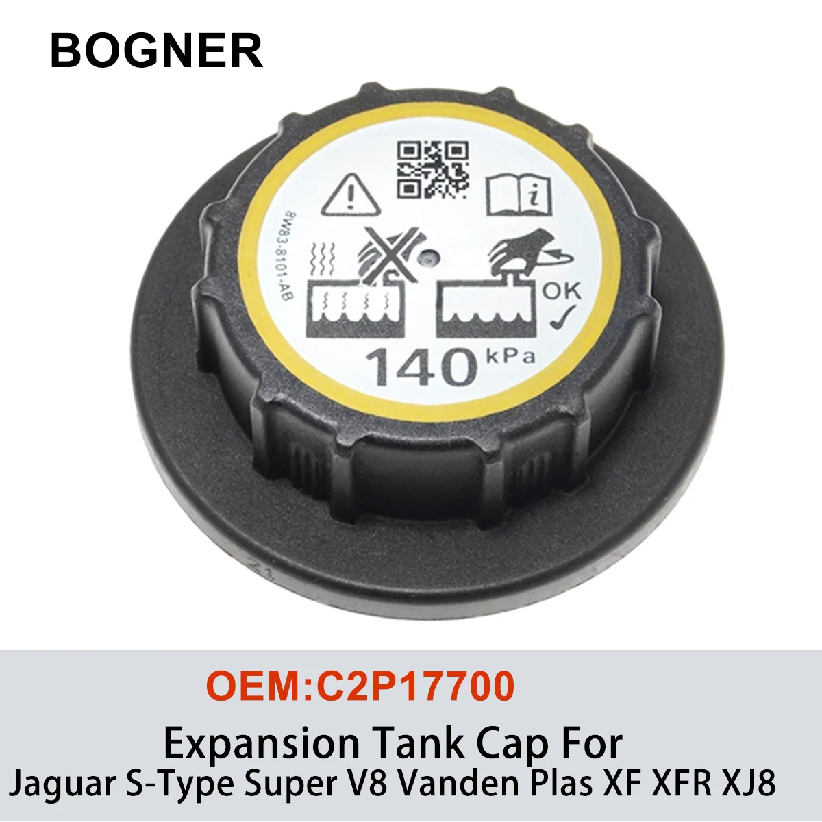 C2P17700 Brand New Expansion Tank Cap For Jaguar S-Type Super V8 Vanden Plas XF XFR XJ8