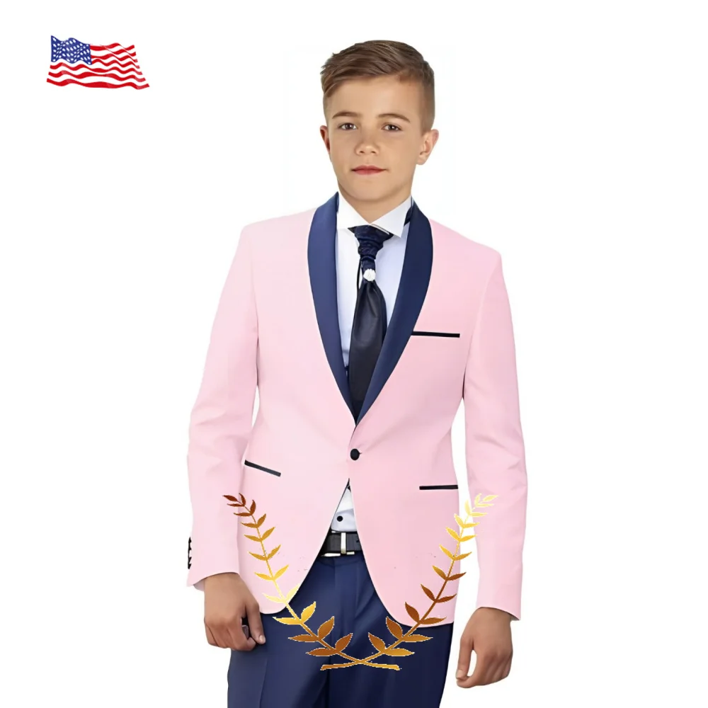 Boys Suits 2 Piece Set Formal Wedding Tuxedo Fashion Clothes for Kids Shawl Collar Blazer Child Outfit