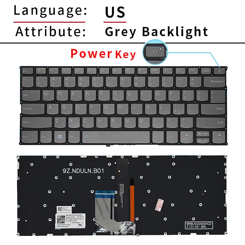 Teclado de ordenador portátil con retroiluminación, para Lenovo Ideapad 7000-13, K42-80, K43-80, 320S/720S/V720S/V530S-13IKB, 720S-14IKB