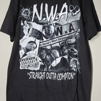 Retro Pattern T-shirt for Men, Black Cotton Loose Fit. Hip-hop Rap Band Eazy-E Dr. Dre & MC Ren. Retro Design - 90s Street Style