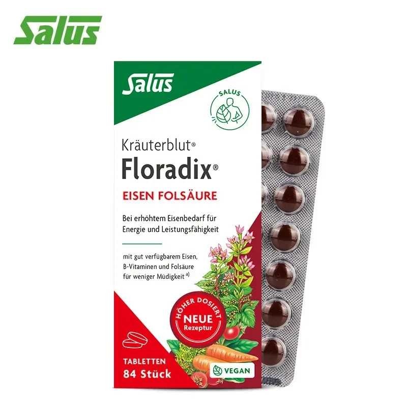 German Iron Tablets Floradix Tables Iron Supplement 84 Tablets for Children, Pregnant Women, Breastfeeding Adults