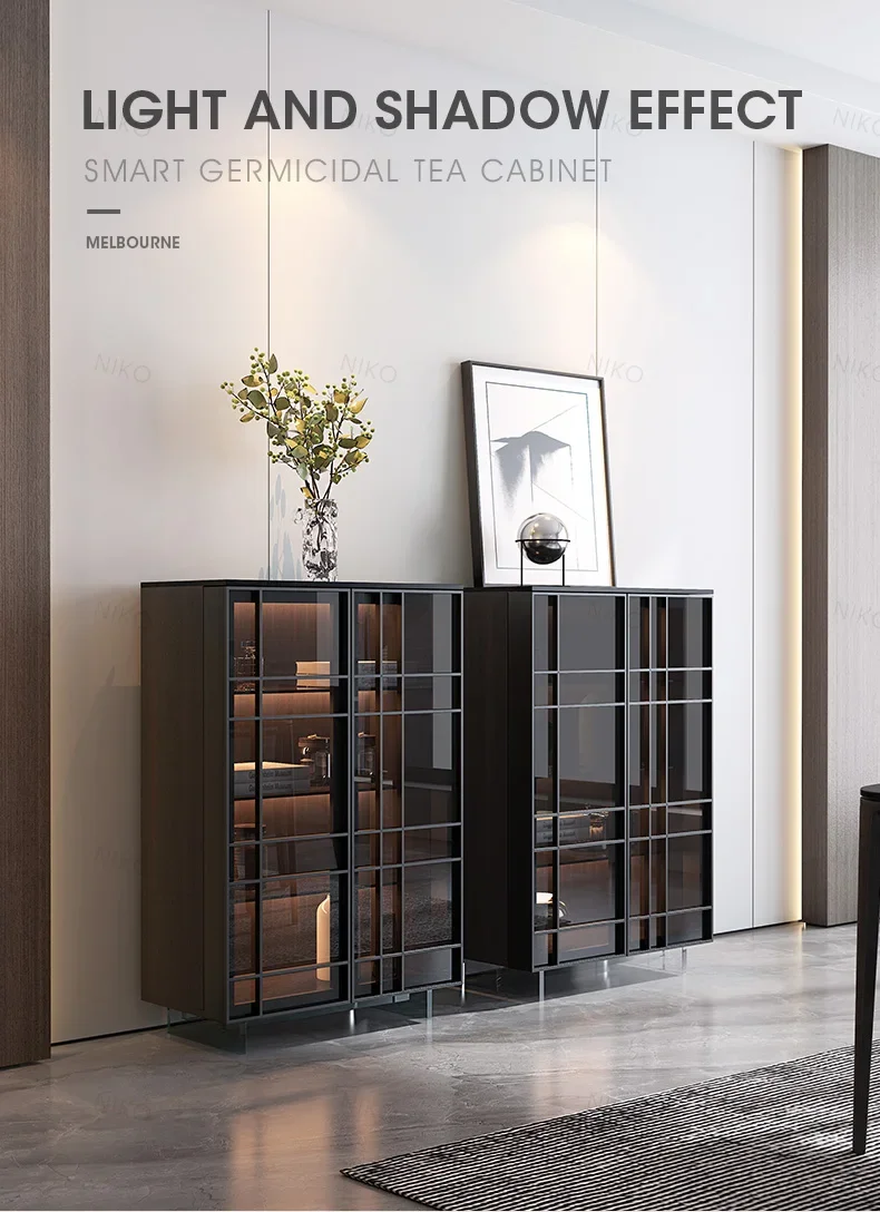 

Light luxury high-end dining side wine cabinet integrated against the wall high wine storage cabinet living room locker