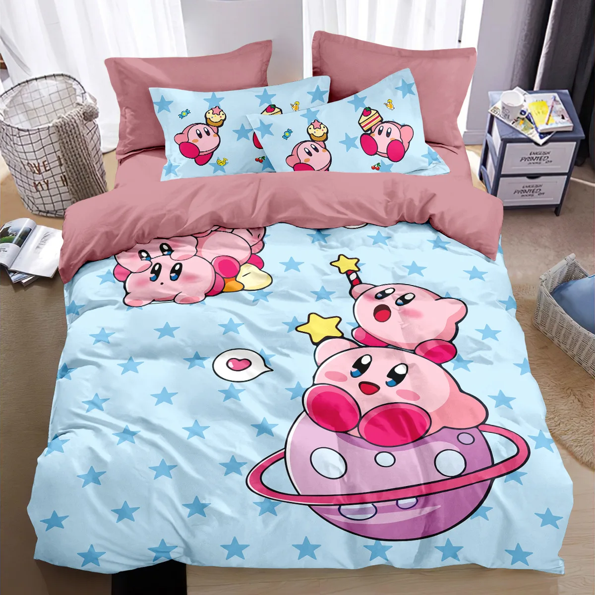 

Cartoon Star Allies Duvet Cover Pillowcase K-Kirby Bedding Set Adult Boy Girl Bedroom Decoration Single Double Large Size