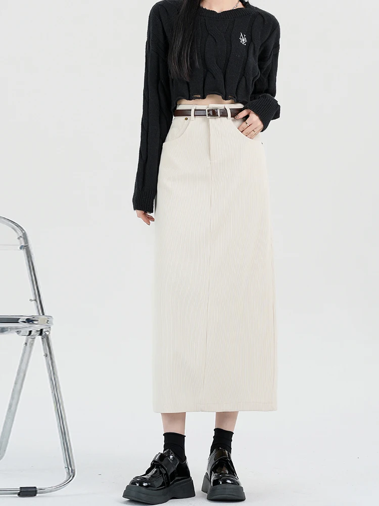 

Утепленная зимняя женская юбка А-силуэта в бежевую клетку с высокой талией, для повседневной носки, с карманами, средней длины