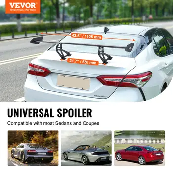 VEVOR GT Wing Spoiler do auta 43,3 palce Univerzální spoiler s jedním nastavitelným lehkým hliníkovým zadním spoilerem do auta 12 nejlepší prodej Zadní spoiler Suzuki Swift - №2