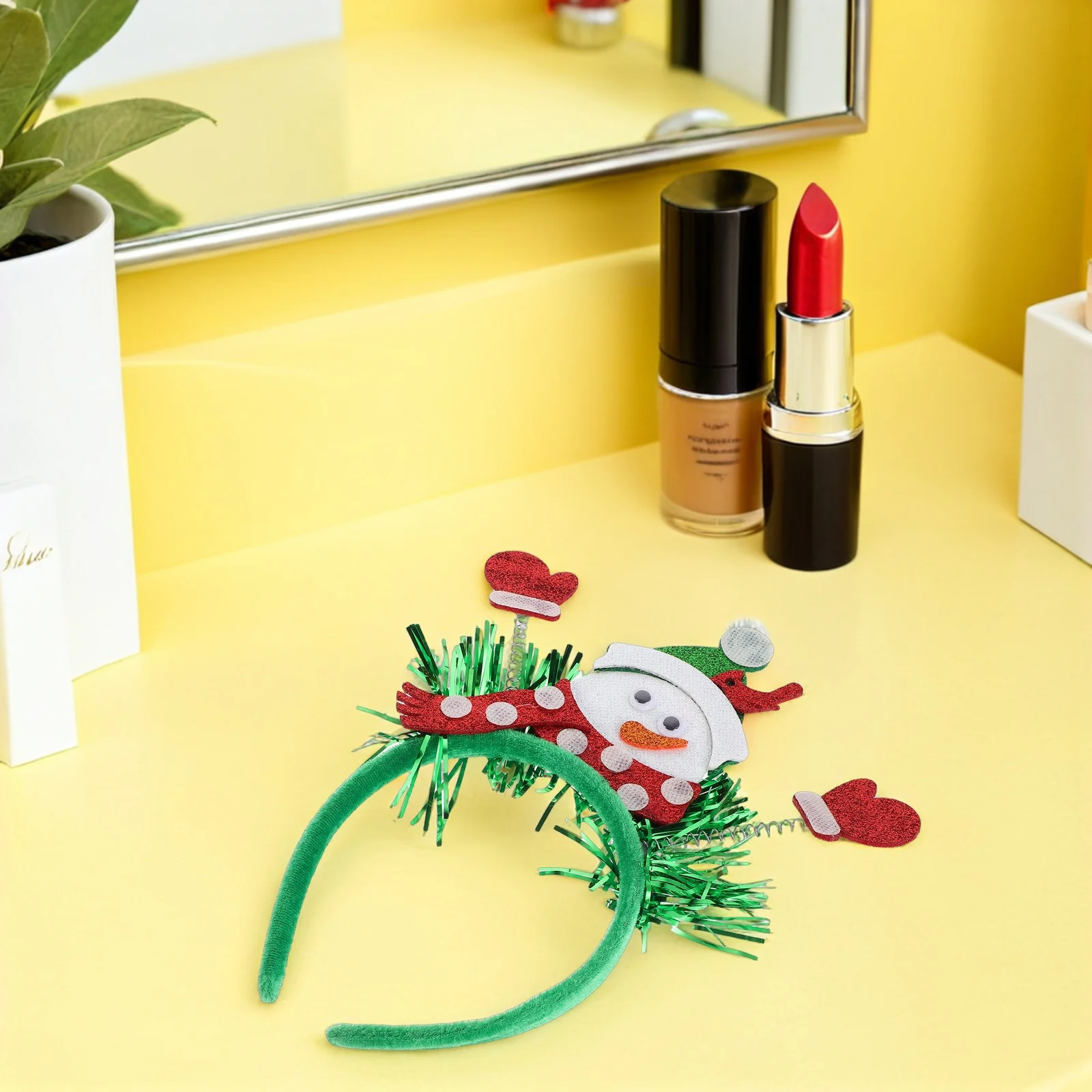 

2Pcs Christmas Tinsel Headbands Snowman Santa Boppers Xmas Party Favors Holiday Supplies Photo Booth Snowman Headbands for Women