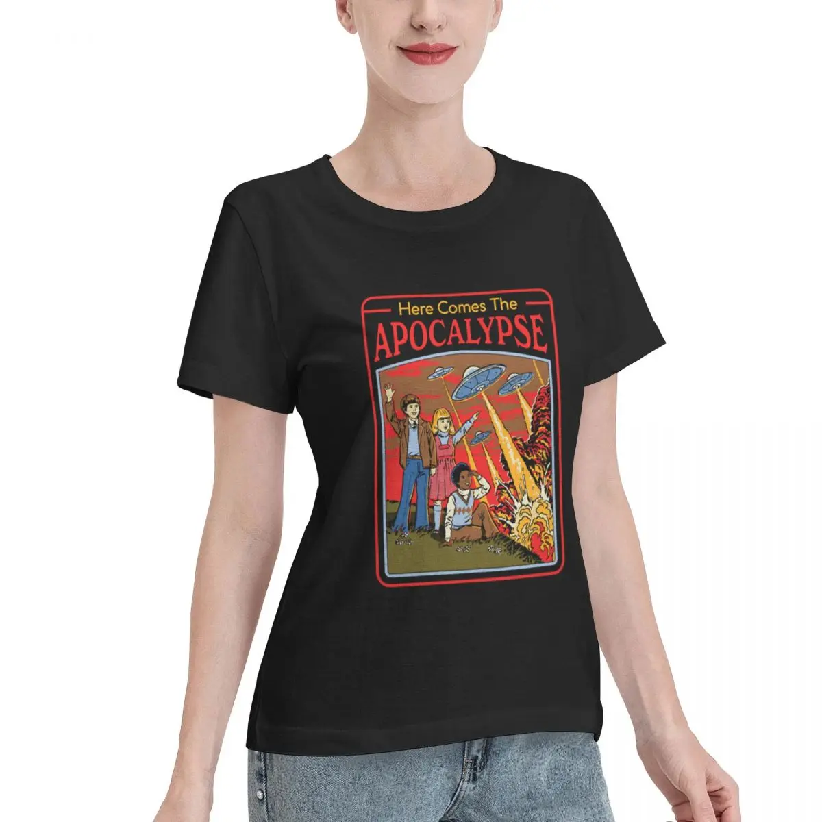 Go To Top Here Comes The Apocalypse Women's T-shirt Office Wear Comfy Daily Top