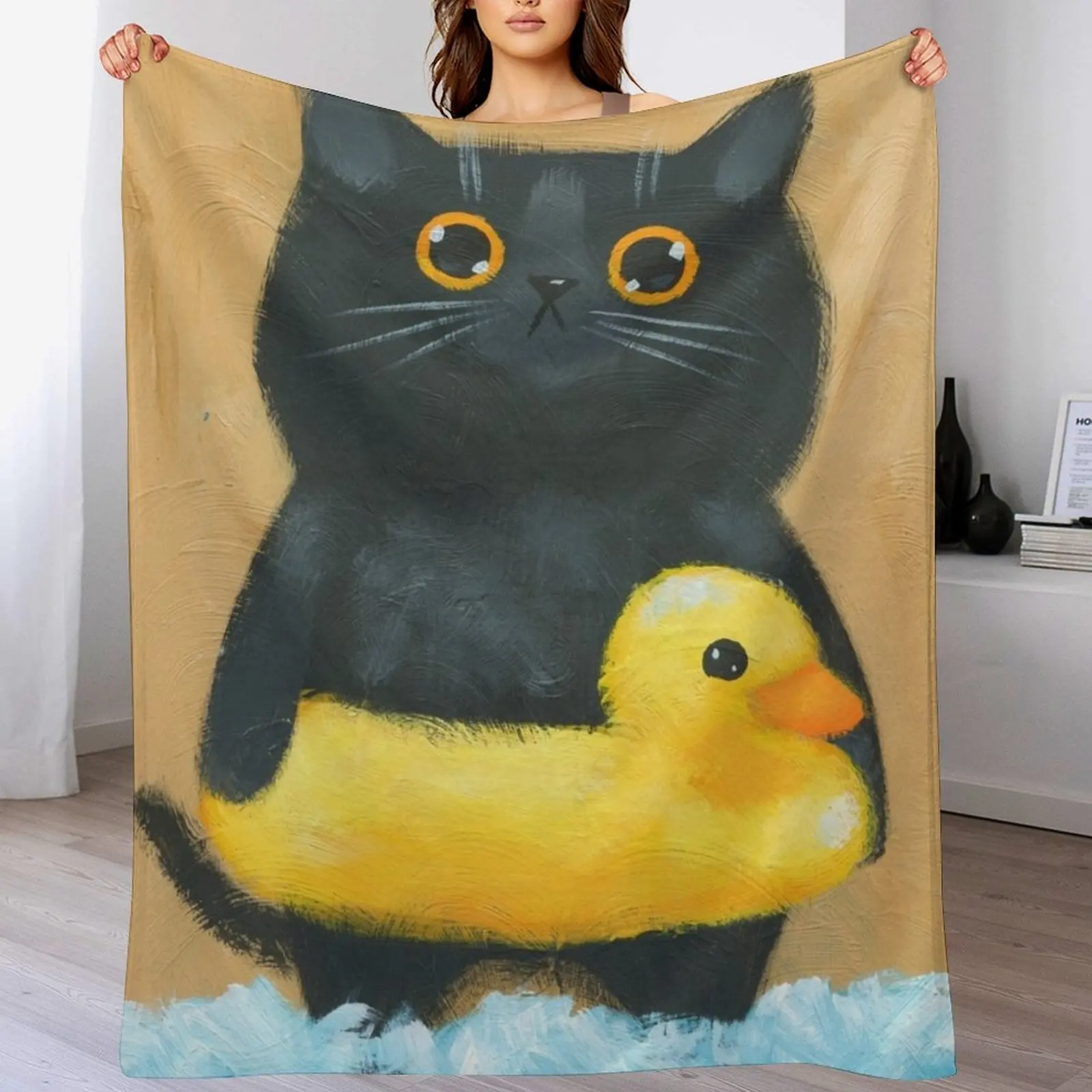 

At The Beach Rubber Ducky Throw Blanket Cozy Sofa Blanket for TV Watching Napping