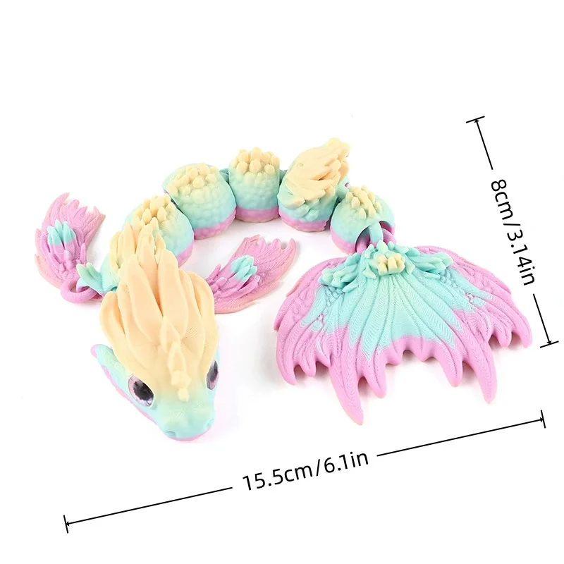 3D printed large tailed sea dragon ornament joint movable model toy desktop ornament figurine decoration