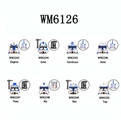 WM6126 빌딩 블록, 하드 케이스 WM2243 브릭 피규어, WM2245 WM2246Fives Kix Rex Tup Dogma Echo Jesse 미니 조립 완구, 세트당 8 개