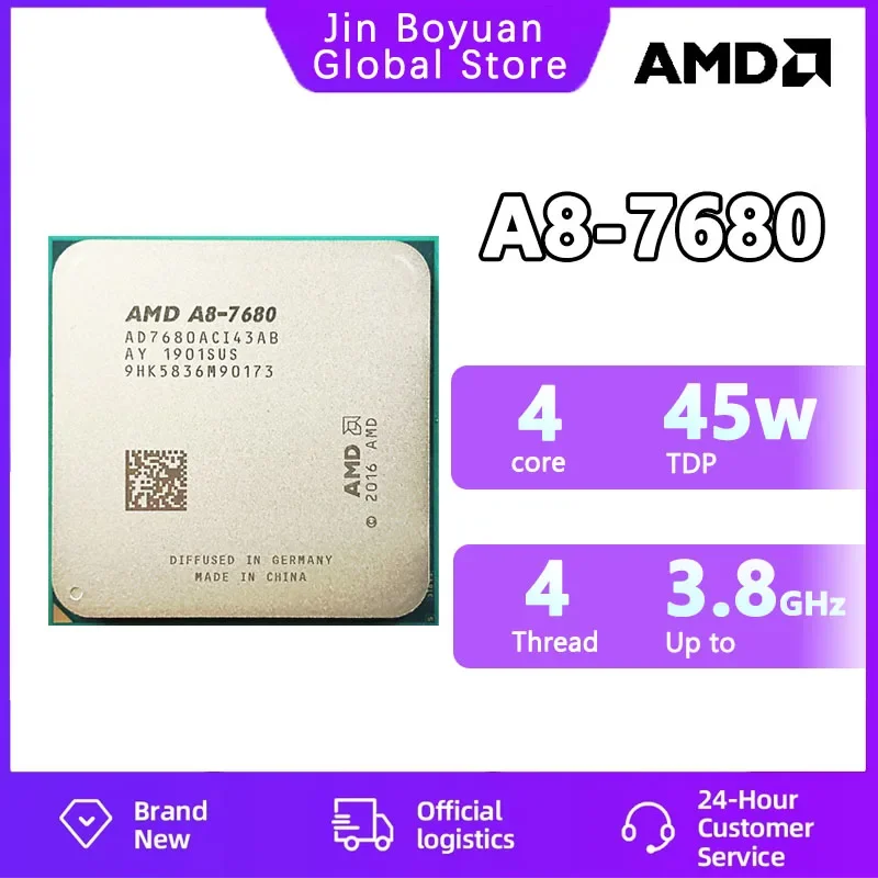 

Новый четырехъядерный процессор AMD серии A8 A8-7680 A8 7680, 3,5 ГГц, четырехпоточный процессор AD7680ACI43AB, 45 Вт, разъем FM2+, но без вентилятора
