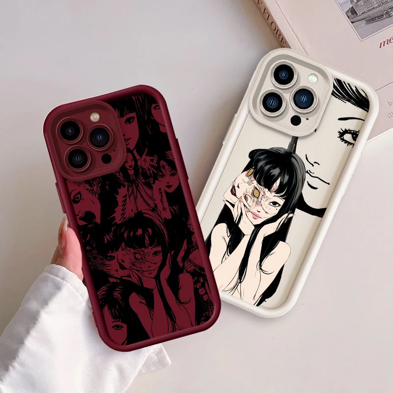 T-Tomie K-Kawakami Cool Animie For Apple iPhone 15 14 13 12 Pro Max Mini 11 XS X XR 8 7 6 Plus Eye Ladder Cover Capa Fundas