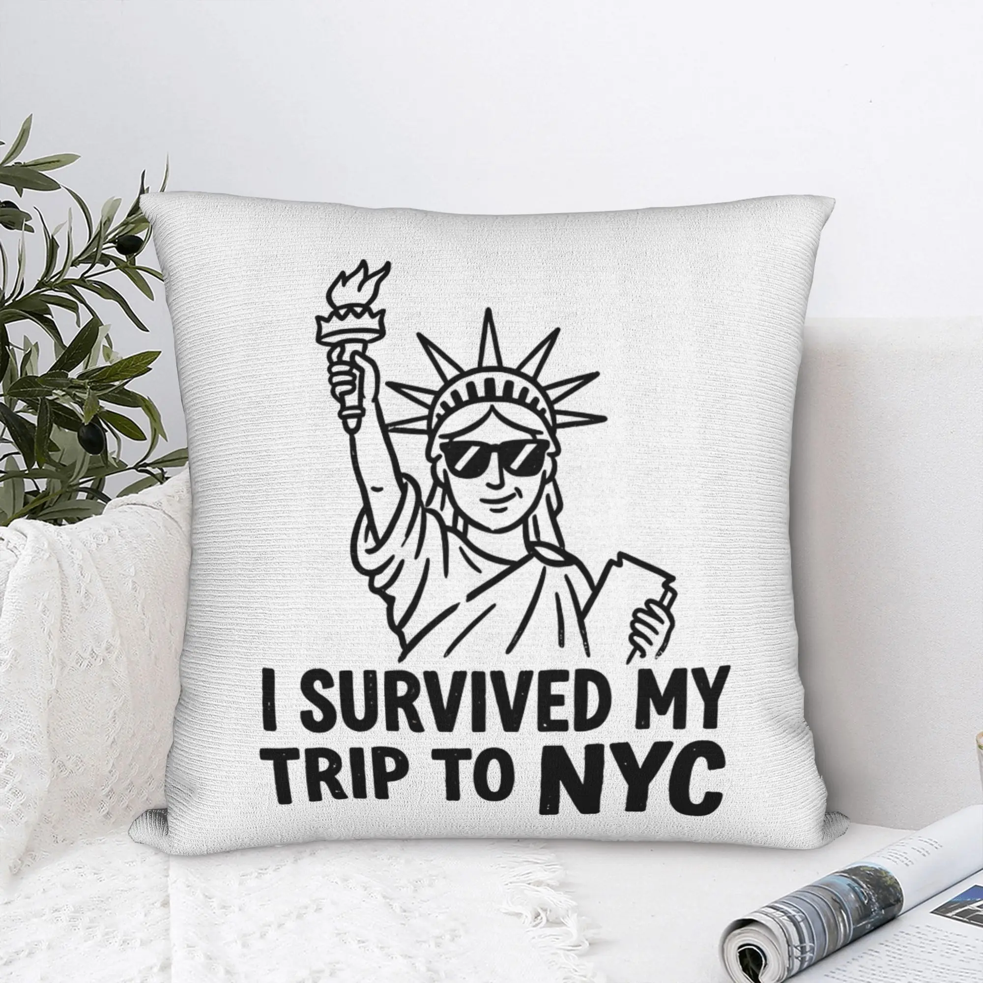 I survived my trip to NYC  Square Pillow Covers Polyester Bed Car New York Travel Souvenir  Cushion Case Home Pillowcase 40*40