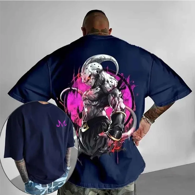 

Мужская футболка большого размера в стиле аниме Dragon Ball Majin, летняя одежда Y2k, хлопковая футболка с короткими рукавами и японским принтом, повседневный свободный повседневный топ