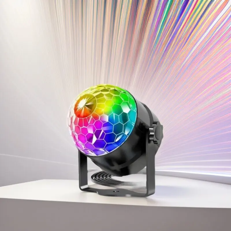 Crystal magic ball atmosphere night light colorful voice-activated rotating stage light colorful bracket handle lantern