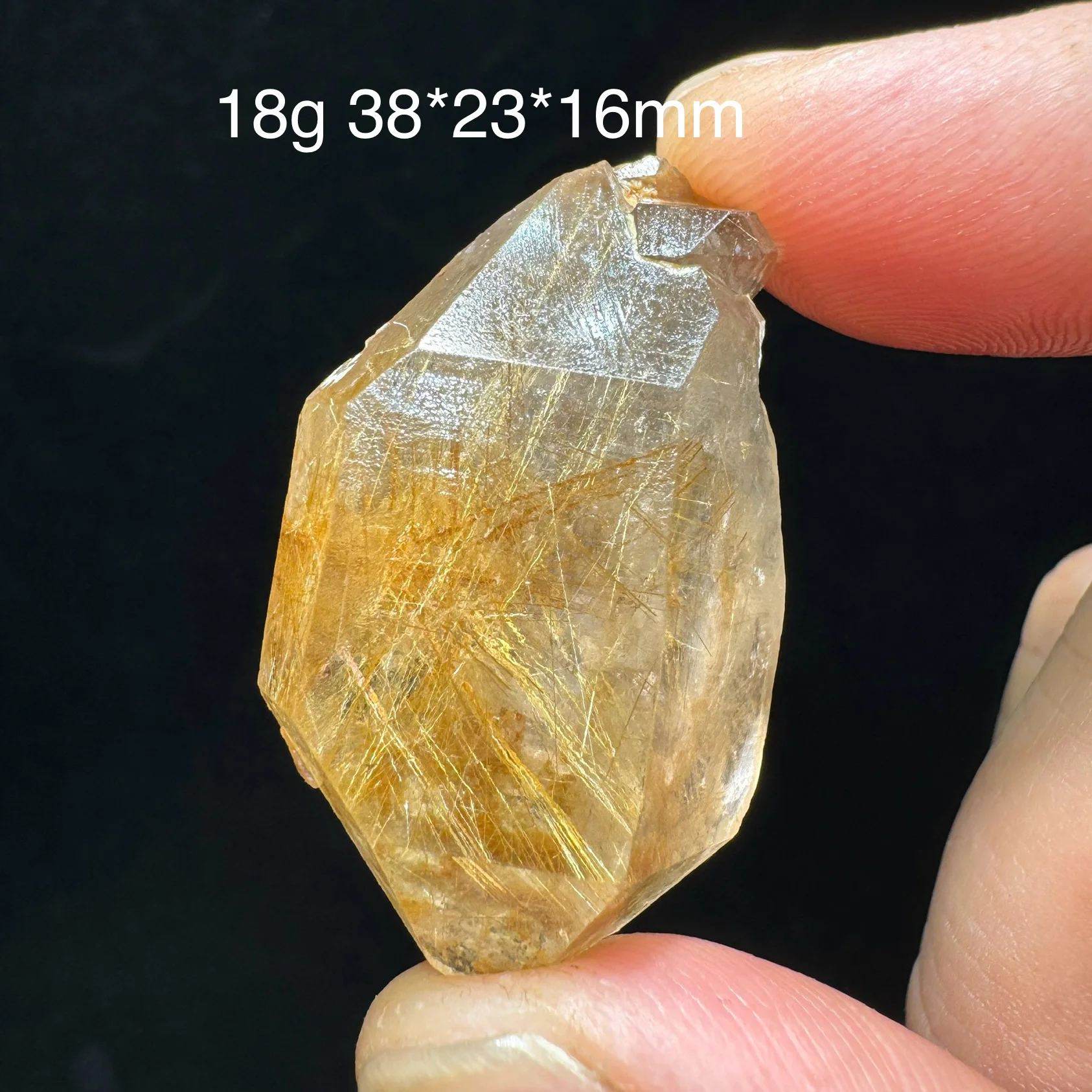 Natural Gold Rutilated Quartz Hair Crystal Mineral Energy Reiki Healing Stone Home Desk Decor view 2