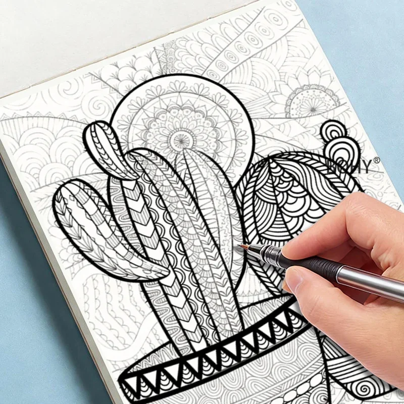 1 Immersive Stress Relieving Adult Sketching Graffiti Book, Featuring European Street View/Retro Girl/Forest and Other Patterns