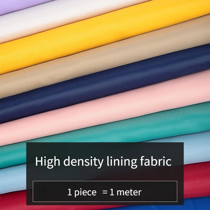 High Density Lining Fabric By The Meter for Needlework Coat Suit Bag Suitcase Diy Sewing Cloth Smooth Soft Wearable Plain Black