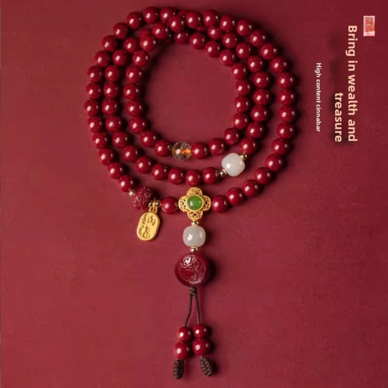

High Content Purple Gold Sand Multi-Strand Blessing Bracelet - Four-Leaf Clover Lucky Charm