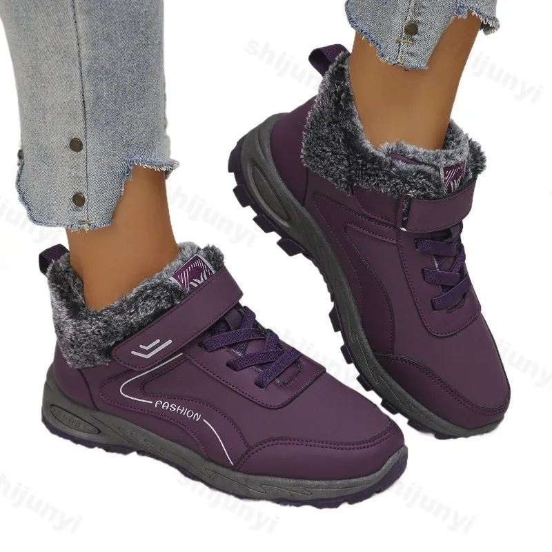 2025 جديد الشتاء الرجعية منخفضة أعلى سميكة سوليد أحذية قطنية غير رسمية للنساء الدافئة مريحة موضة تنوعا عدم الانزلاق أفخم الأحذية