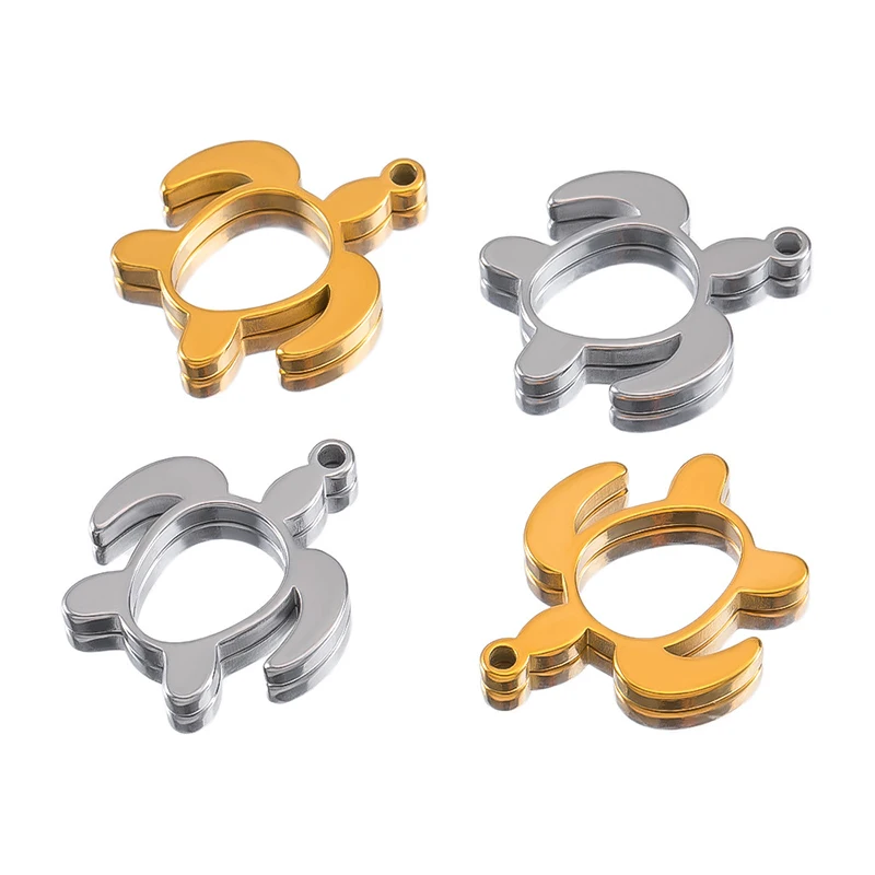 

40pcs/lot Jewelry Accessory Stainless Steel Hollow Out Turtle Shaped Pendant For Charms Earrings Bracelet