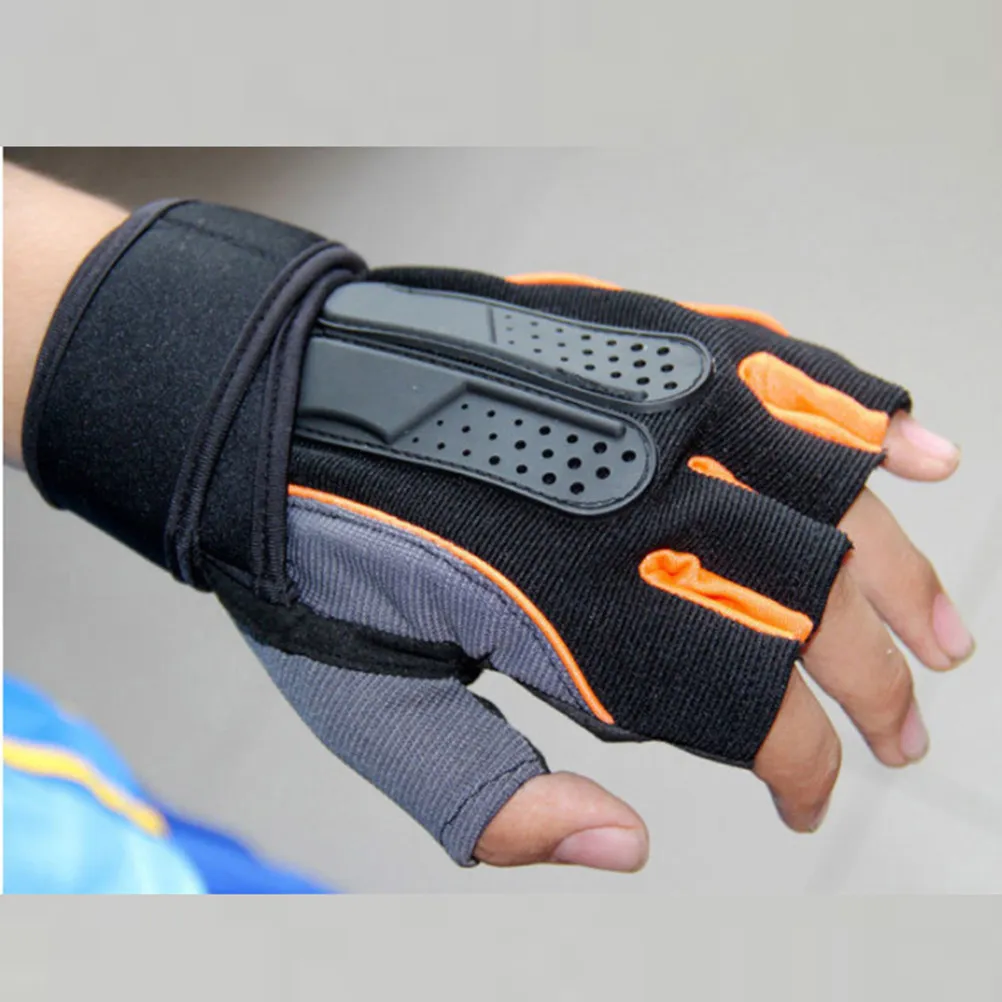 

1Pair Breathable Training Gloves for Outdoor Fitness Weightlifting Sports Anti Slip Palm Back Rubber Stripe Sweat Absorbing