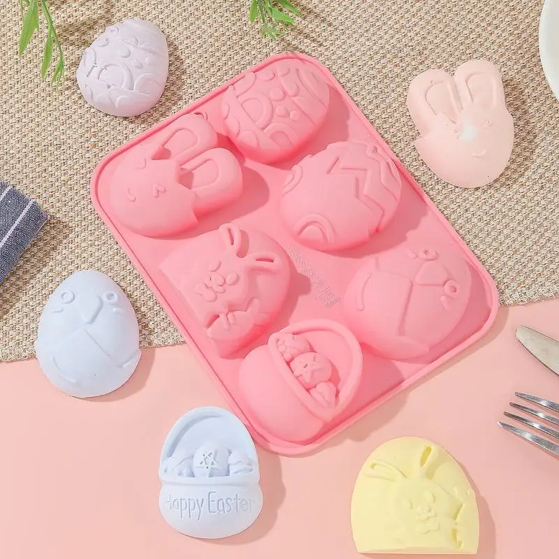 Easter Bunny Egg Shaped Silicone Mold DIY Cake Cookies Mold Chocolate Candy Baking Tool For Easter Birthday Party Decoration
