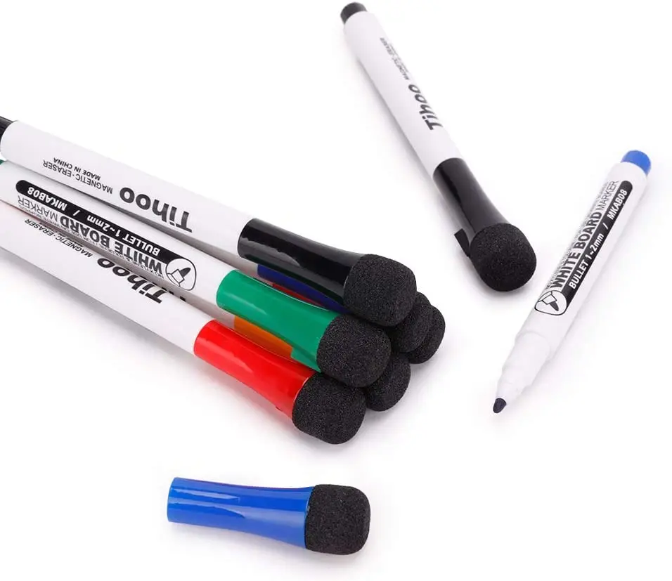 Tenwin 8 Colors Erasable Magnetic Whiteboard Marker Pen Blackboard Marker Chalk Glass Ceramics Office Art Marker Stationery