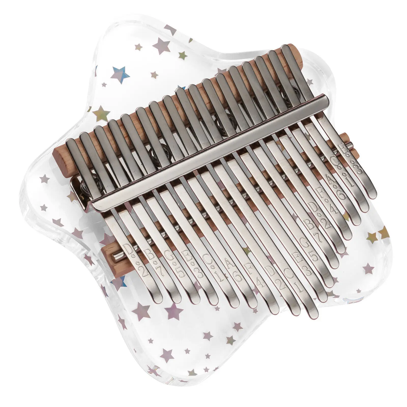 Acrylic Kalimba Piano 17 Keys Mbira Crystal Finger Piano Musical Instruments Christmas Gift for Kid Adult Beginners Star Shape