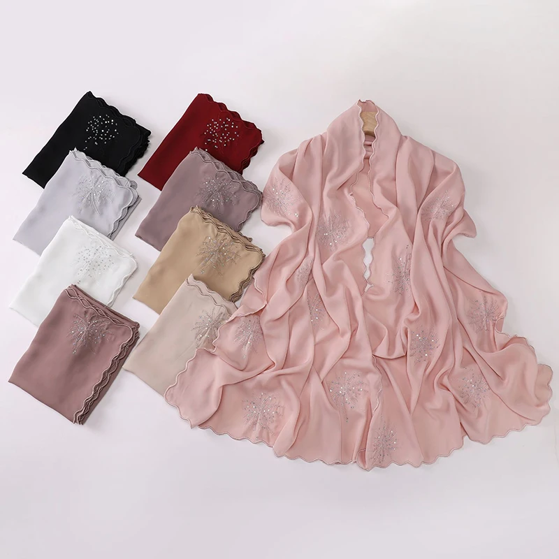 Châles musulmans scintillants en strass pour femmes, écharpe de printemps pour Ramadan, Hijab, bandeau Long et doux, Abaya