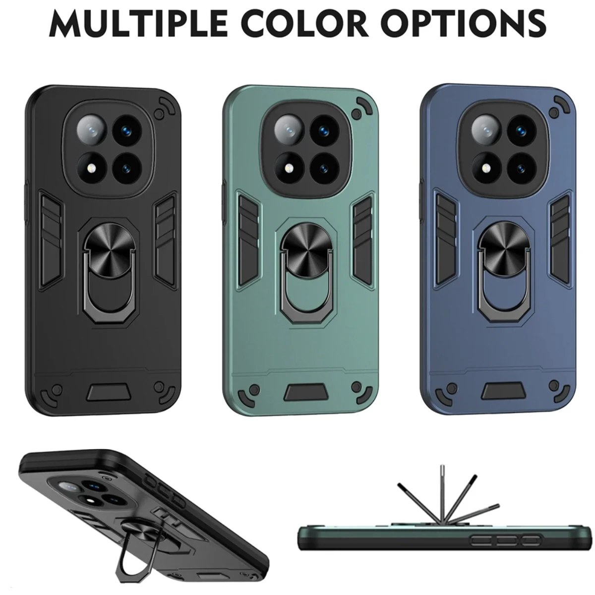Military Armor stoßfeste Hülle für Xiaomi Redmi Note 14 13 12 11S 10S Pro Plus + 14C 13C 12C A4 A3 5G Ring Ständer Halter Abdeckung