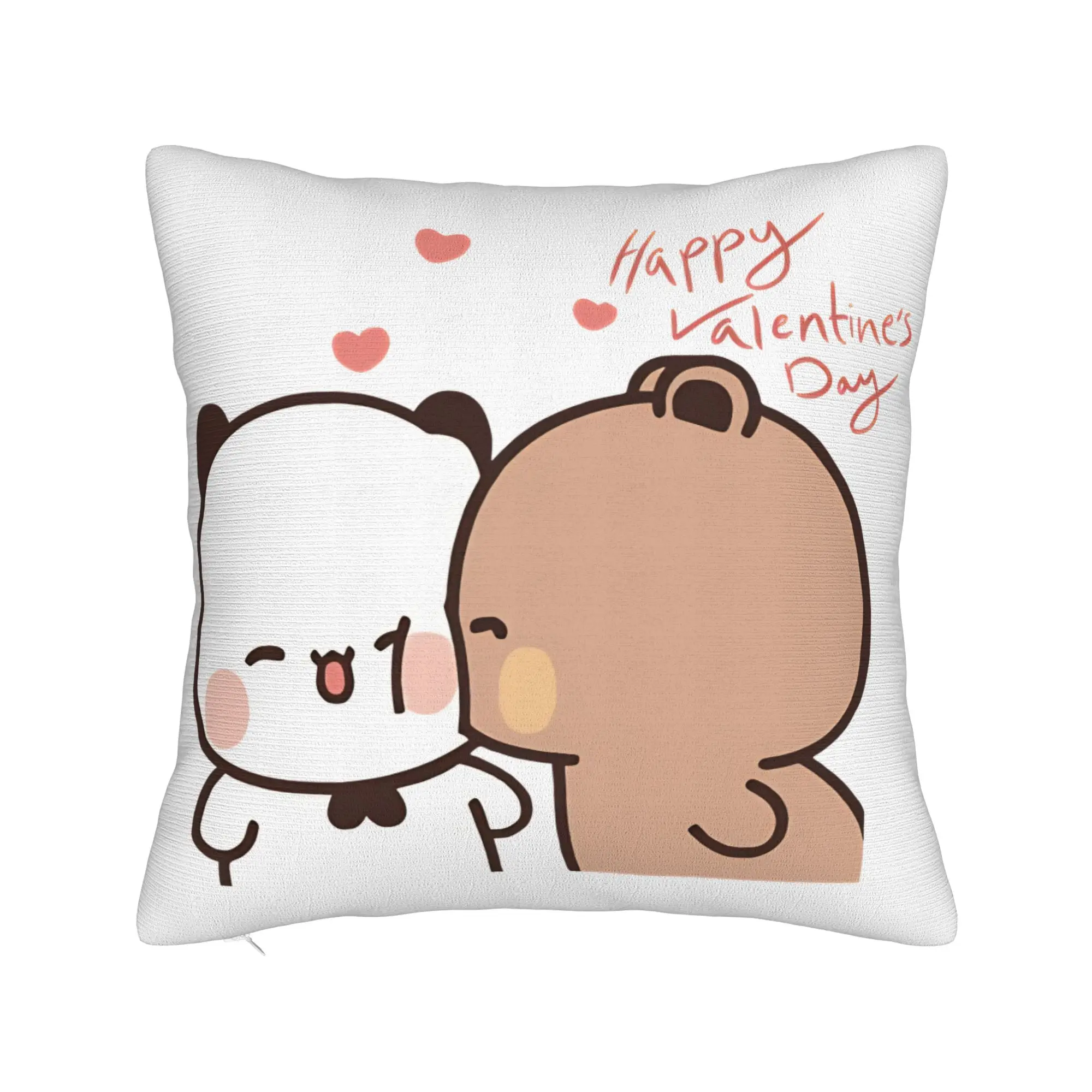 Happy Valentine My Love BuBu Panda From DuDu Pillow Case  Comfy Pillow Cover For Couch Sofa Bedroom Cute Funny Pillowcases