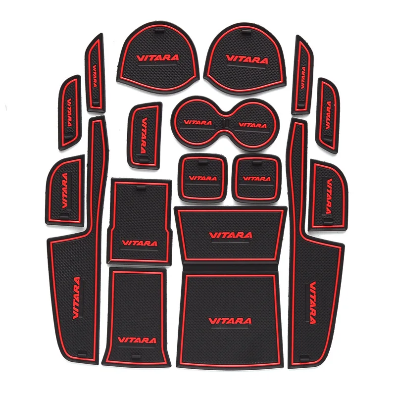 Car Anti-Slip Gate Slot Cup Mats for SUZUKI VITARA 2016-2020 Accessories Non-Slip Mat Car Sticker Interior Door Pad 17pcs