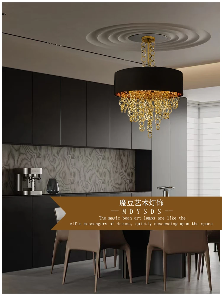 

High-end lamps, living room chandelier, light luxury, high-end bedroom fabric lamp, villa Italian restaurant chandelier