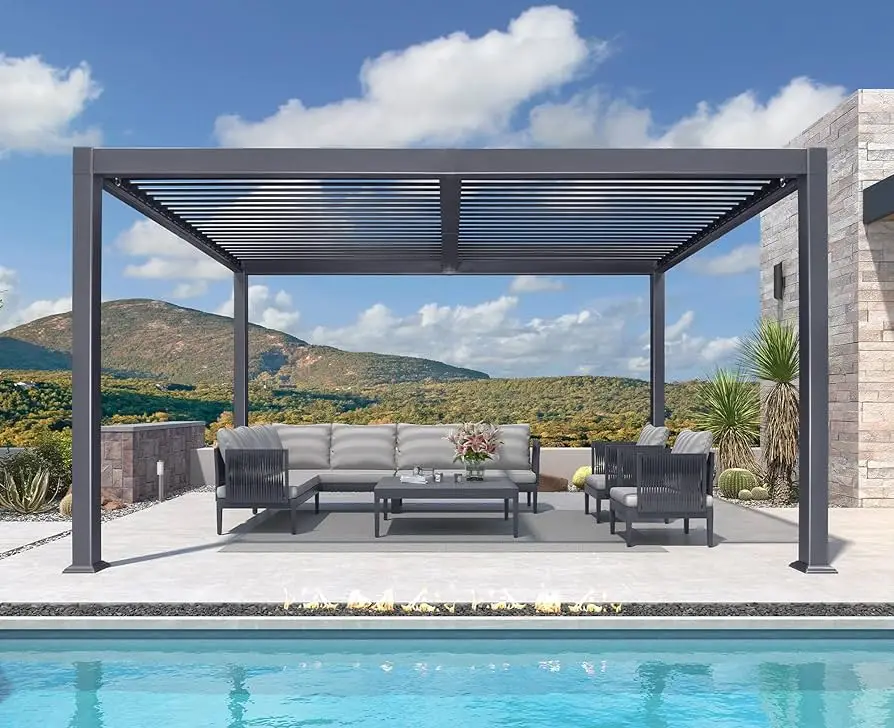 Ultimate Sun Rain Protection Custom Colors European Style Fast Installation Deck Aluminum Pergola Retractable Canopy Nature